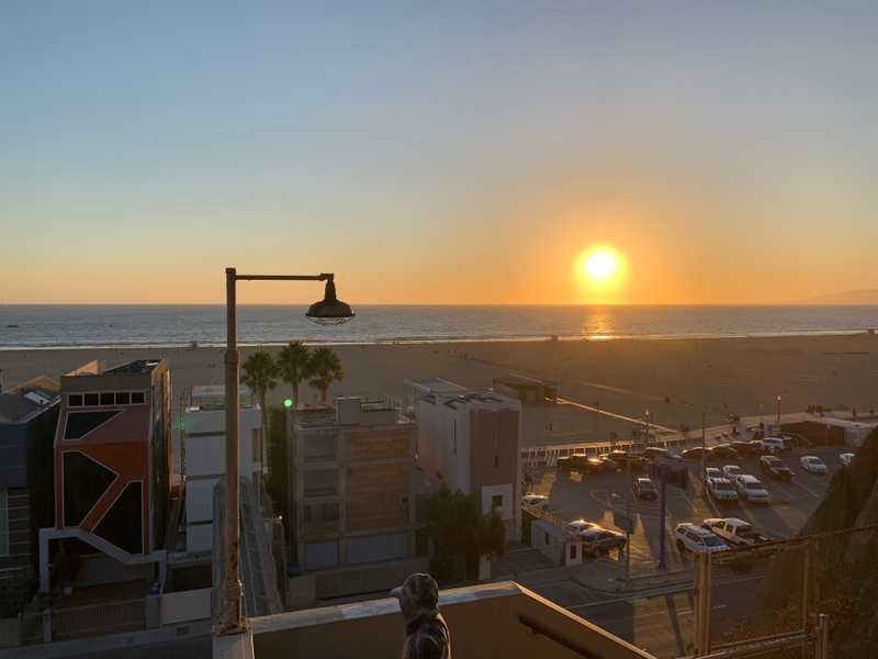 The Southern California sun sets over Santa Monica Bay