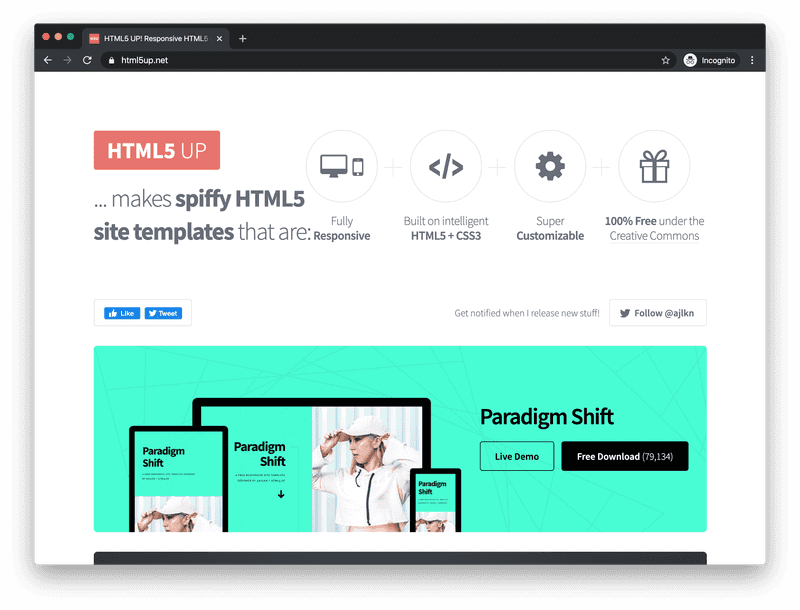HTML5 UP homepage